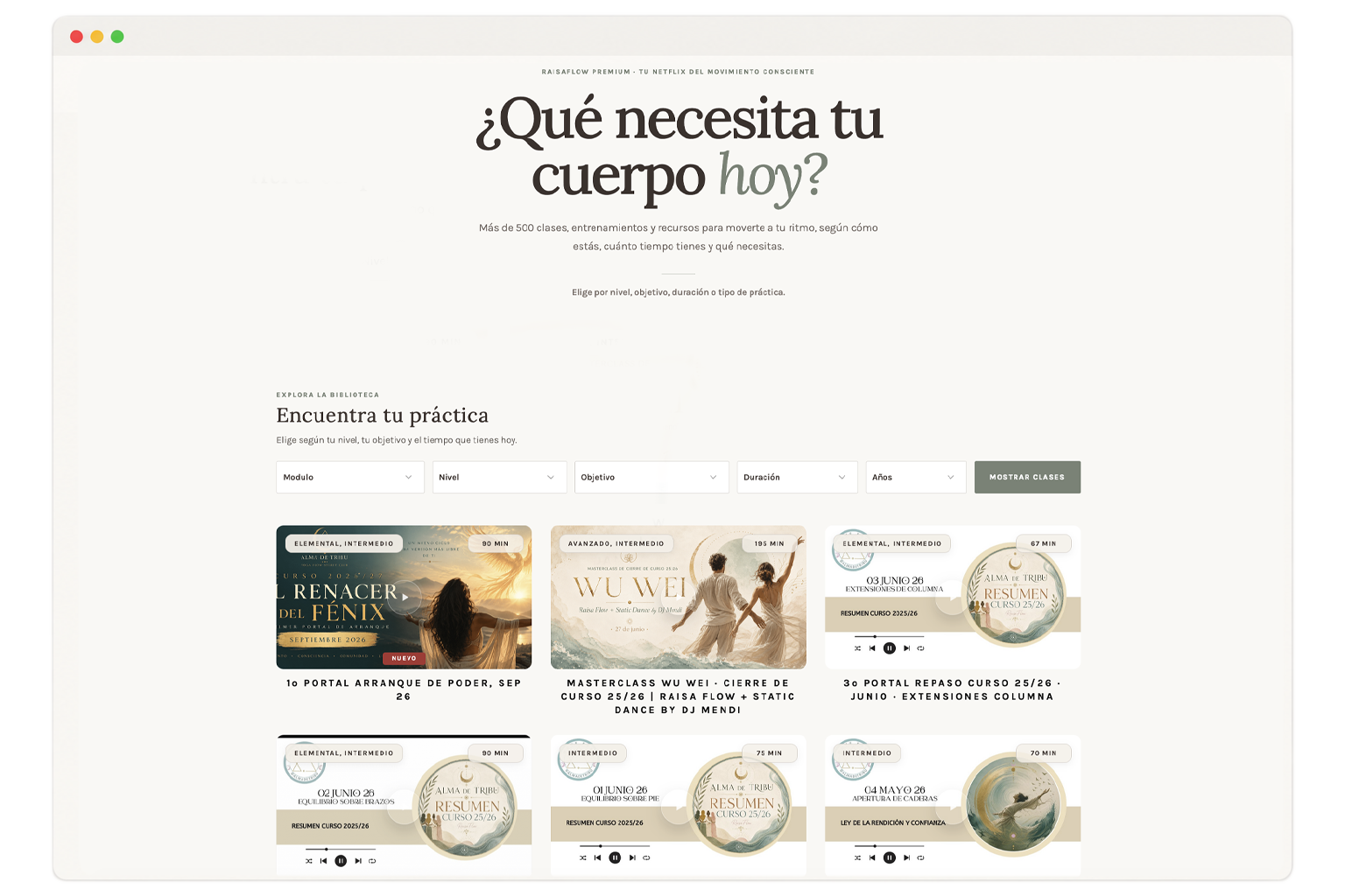 Biblioteca y filtros de Alma de Tribu